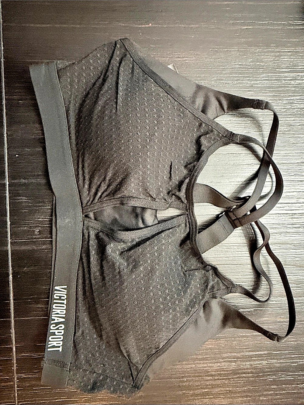 Victoria's Secret Black Lightweight Sports bra Top Size 34B
Sheer black overlay